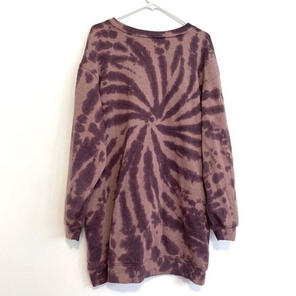 ZELLA Cali Tie Dye Cotton Blend Sweatshirt Dress Purple Mauve ish Long Sleeve L - Picture 10 of 12